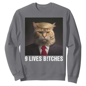 Funny Trump Supporter Sweatshirt 9 Lives Bitches Cat Trump Blond Hair You Missed TS11 Charcoal Print Your Wear