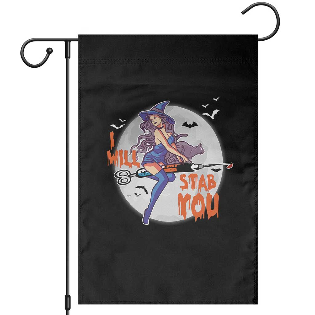 Funny Halloween Nurse Garden Flag I Will Stab You Witch Nursing