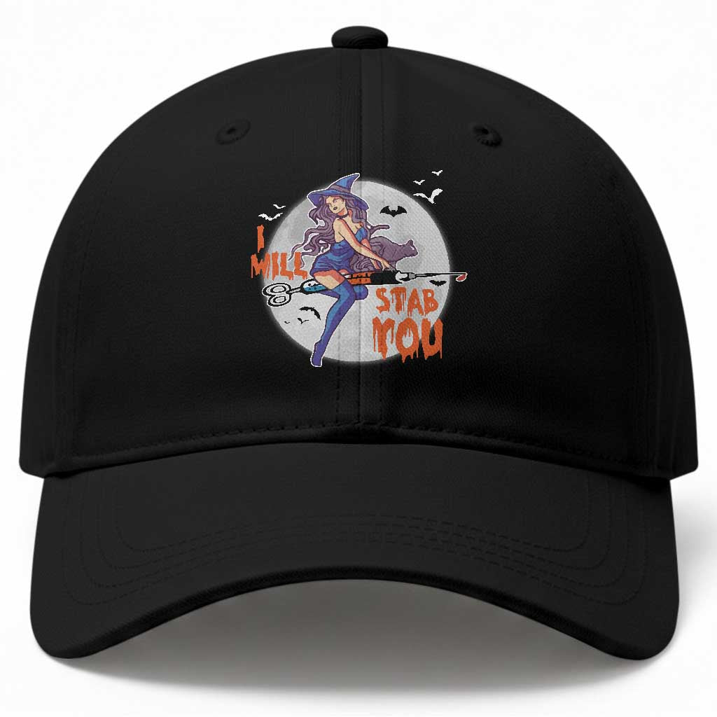 Funny Halloween Nurse Baseball Cap I Will Stab You Witch Nursing