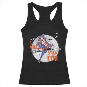 Funny Halloween Nurse Racerback Tank Top I Will Stab You Witch Nursing