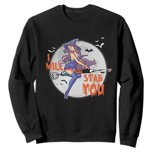 Funny Halloween Nurse Sweatshirt I Will Stab You Witch Nursing