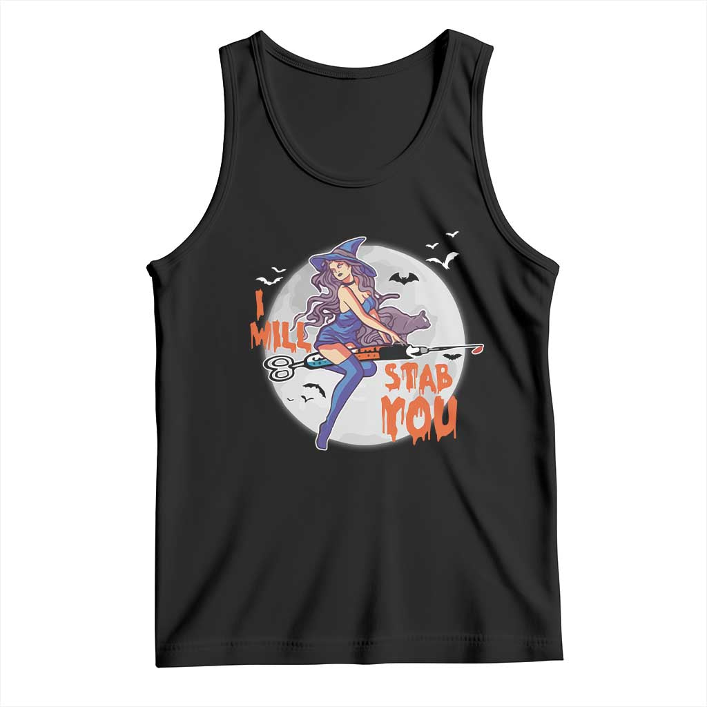 Funny Halloween Nurse Tank Top I Will Stab You Witch Nursing