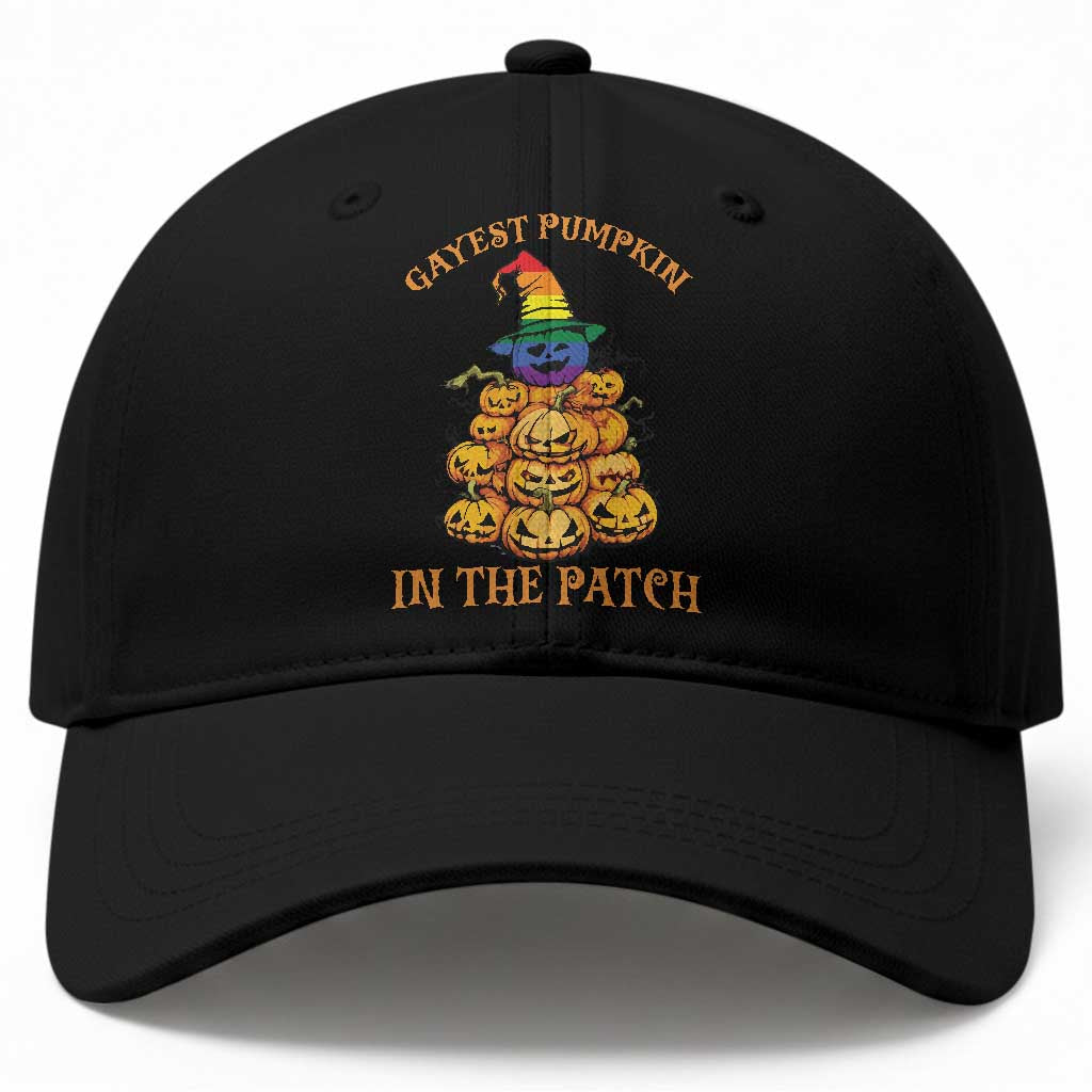 Funny Halloween LGBT Baseball Cap Gayest Pumpkin In The Patch Rainbow Flag TS11 Print Your Wear