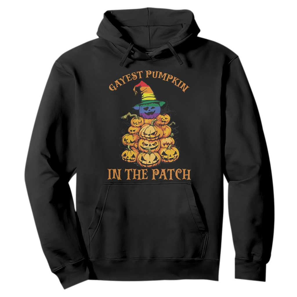 Funny Halloween LGBT Hoodie Gayest Pumpkin In The Patch Rainbow Flag TS11 Black Print Your Wear