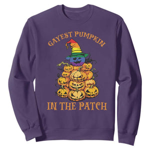 Funny Halloween LGBT Sweatshirt Gayest Pumpkin In The Patch Rainbow Flag TS11 Purple Print Your Wear