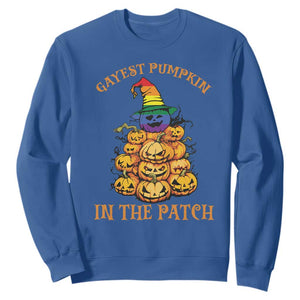 Funny Halloween LGBT Sweatshirt Gayest Pumpkin In The Patch Rainbow Flag TS11 Royal Blue Print Your Wear