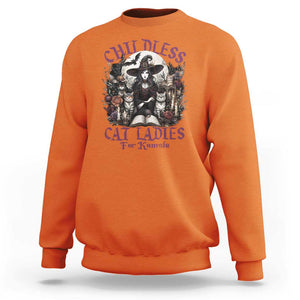 Harris Supporter Sweatshirt Childless Cat Ladies For Kamala Mysterious Witch Cats Flower TS11 Orange Print Your Wear