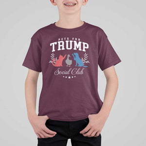 Trump Supporter 2024 T Shirt For Kid Pets For Trump Social Club Est 2024 Duck Cat Dog TS11 Maroon Print Your Wear