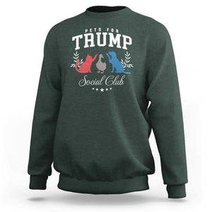 Trump Supporter 2024 Sweatshirt Pets For Trump Social Club Est 2024 Duck Cat Dog TS11 Dark Forest Green Print Your Wear