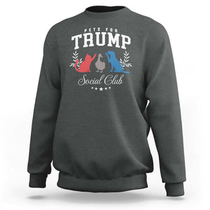 Trump Supporter 2024 Sweatshirt Pets For Trump Social Club Est 2024 Duck Cat Dog TS11 Dark Heather Print Your Wear