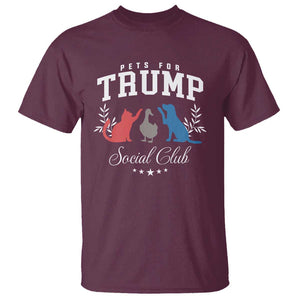 Trump Supporter 2024 T Shirt Pets For Trump Social Club Est 2024 Duck Cat Dog TS11 Maroon Print Your Wear