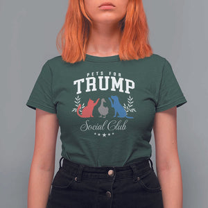 Trump Supporter 2024 T Shirt For Women Pets For Trump Social Club Est 2024 Duck Cat Dog TS11 Dark Forest Green Print Your Wear