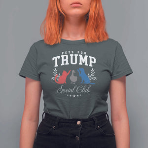 Trump Supporter 2024 T Shirt For Women Pets For Trump Social Club Est 2024 Duck Cat Dog TS11 Dark Heather Print Your Wear