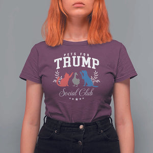 Trump Supporter 2024 T Shirt For Women Pets For Trump Social Club Est 2024 Duck Cat Dog TS11 Maroon Print Your Wear