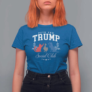 Trump Supporter 2024 T Shirt For Women Pets For Trump Social Club Est 2024 Duck Cat Dog TS11 Royal Blue Print Your Wear