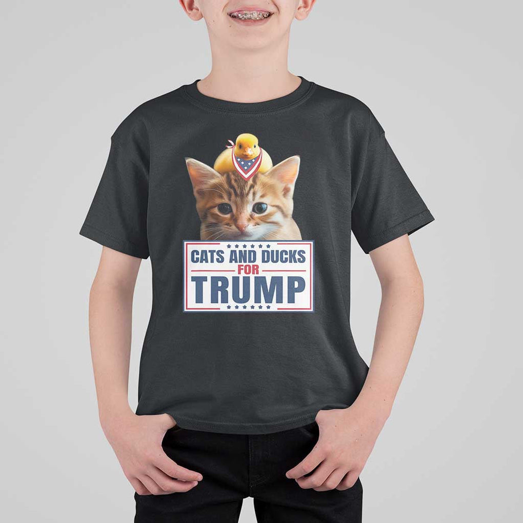 Trump Supporter T Shirt For Kid Cats And Ducks For Trump Presidential Election 2024 TS11 Black Print Your Wear