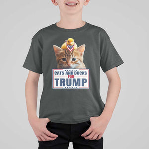 Trump Supporter T Shirt For Kid Cats And Ducks For Trump Presidential Election 2024 TS11 Dark Heather Print Your Wear