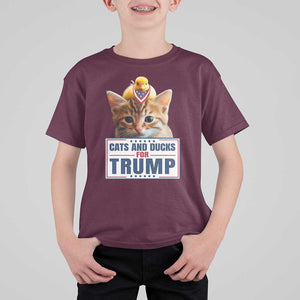 Trump Supporter T Shirt For Kid Cats And Ducks For Trump Presidential Election 2024 TS11 Maroon Print Your Wear