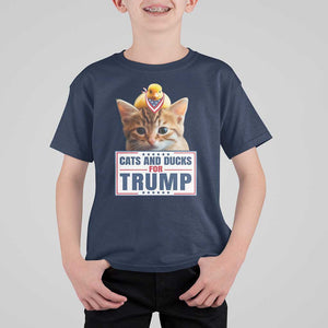 Trump Supporter T Shirt For Kid Cats And Ducks For Trump Presidential Election 2024 TS11 Navy Print Your Wear