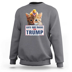 Trump Supporter Sweatshirt Cats And Ducks For Trump Presidential Election 2024 TS11 Charcoal Print Your Wear