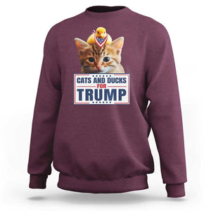 Trump Supporter Sweatshirt Cats And Ducks For Trump Presidential Election 2024 TS11 Maroon Print Your Wear