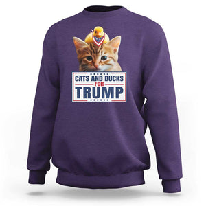 Trump Supporter Sweatshirt Cats And Ducks For Trump Presidential Election 2024 TS11 Purple Print Your Wear