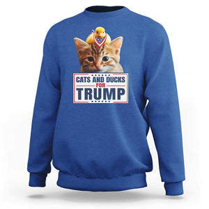 Trump Supporter Sweatshirt Cats And Ducks For Trump Presidential Election 2024 TS11 Royal Blue Print Your Wear