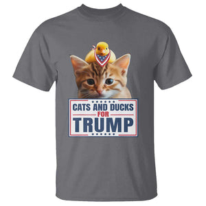 Trump Supporter T Shirt Cats And Ducks For Trump Presidential Election 2024 TS11 Charcoal Print Your Wear