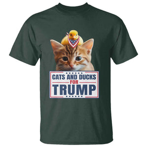 Trump Supporter T Shirt Cats And Ducks For Trump Presidential Election 2024 TS11 Dark Forest Green Print Your Wear