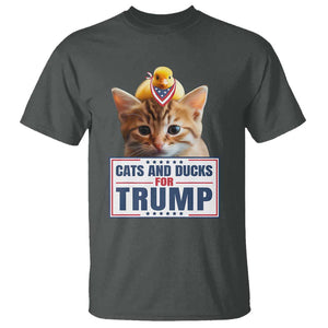 Trump Supporter T Shirt Cats And Ducks For Trump Presidential Election 2024 TS11 Dark Heather Print Your Wear