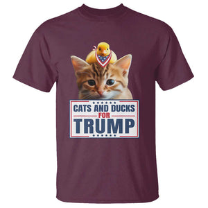 Trump Supporter T Shirt Cats And Ducks For Trump Presidential Election 2024 TS11 Maroon Print Your Wear