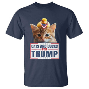 Trump Supporter T Shirt Cats And Ducks For Trump Presidential Election 2024 TS11 Navy Print Your Wear