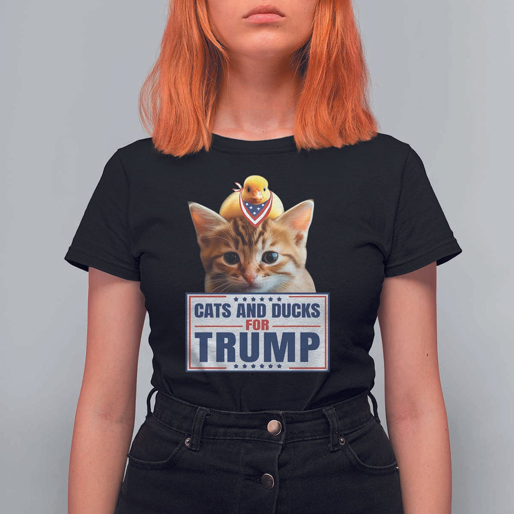 Trump Supporter T Shirt For Women Cats And Ducks For Trump Presidential Election 2024 TS11 Black Print Your Wear