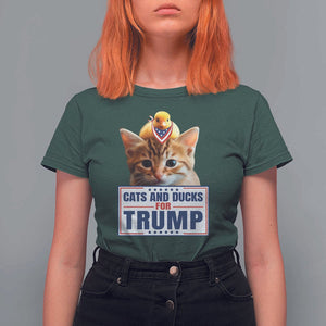 Trump Supporter T Shirt For Women Cats And Ducks For Trump Presidential Election 2024 TS11 Dark Forest Green Print Your Wear