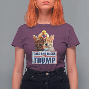 Trump Supporter T Shirt For Women Cats And Ducks For Trump Presidential Election 2024 TS11 Maroon Print Your Wear