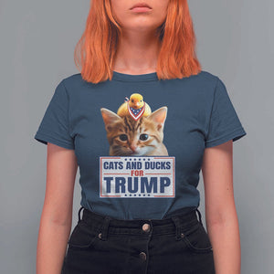 Trump Supporter T Shirt For Women Cats And Ducks For Trump Presidential Election 2024 TS11 Navy Print Your Wear