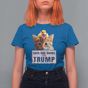 Trump Supporter T Shirt For Women Cats And Ducks For Trump Presidential Election 2024 TS11 Royal Blue Print Your Wear