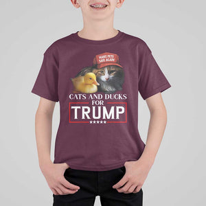 Trump Supporter T Shirt For Kid Cats And Ducks For Trump Make Pets Safe Again TS11 Maroon Print Your Wear