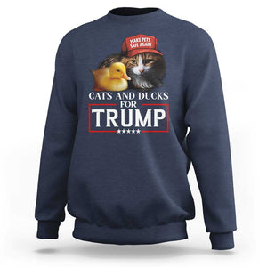 Trump Supporter Sweatshirt Cats And Ducks For Trump Make Pets Safe Again TS11 Navy Print Your Wear