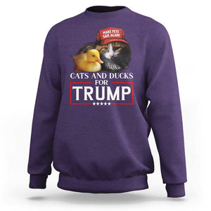 Trump Supporter Sweatshirt Cats And Ducks For Trump Make Pets Safe Again TS11 Purple Print Your Wear