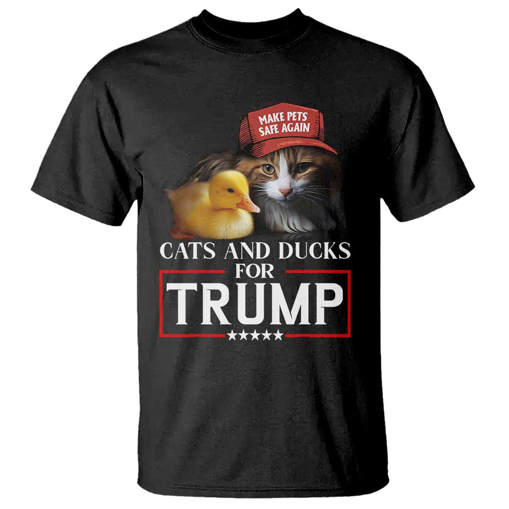 Trump Supporter T Shirt Cats And Ducks For Trump Make Pets Safe Again TS11 Black Print Your Wear