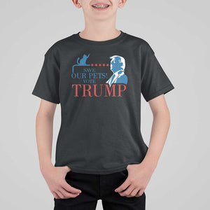 Trump Supporter T Shirt For Kid Save Our Pets Vote Trump Cat Star Presidential Election TS11 Black Print Your Wear