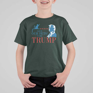 Trump Supporter T Shirt For Kid Save Our Pets Vote Trump Cat Star Presidential Election TS11 Dark Forest Green Print Your Wear