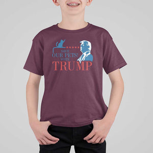 Trump Supporter T Shirt For Kid Save Our Pets Vote Trump Cat Star Presidential Election TS11 Maroon Print Your Wear