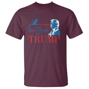 Trump Supporter T Shirt Save Our Pets Vote Trump Cat Star Presidential Election TS11 Maroon Print Your Wear