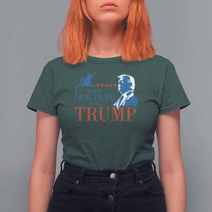 Trump Supporter T Shirt For Women Save Our Pets Vote Trump Cat Star Presidential Election TS11 Dark Forest Green Print Your Wear