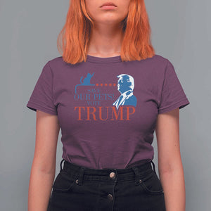 Trump Supporter T Shirt For Women Save Our Pets Vote Trump Cat Star Presidential Election TS11 Maroon Print Your Wear