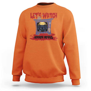 Funny Halloween Sweatshirt Let's Watch Horror Movies Televison Murderer Blood Skull TS11 Orange Print Your Wear