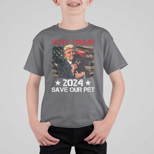 Vote Trump 2024 T Shirt For Kid Save Our Pet Dog Vintage American Flag TS11 Charcoal Print Your Wear