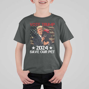 Vote Trump 2024 T Shirt For Kid Save Our Pet Dog Vintage American Flag TS11 Dark Heather Print Your Wear